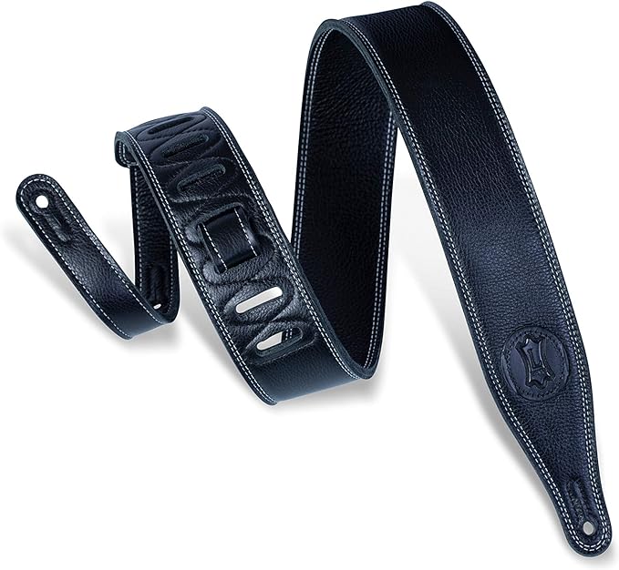 LEVYS M17SSBLK 2.5" Triple-ply Super-soft Garment Leather Guitar Strap, Black