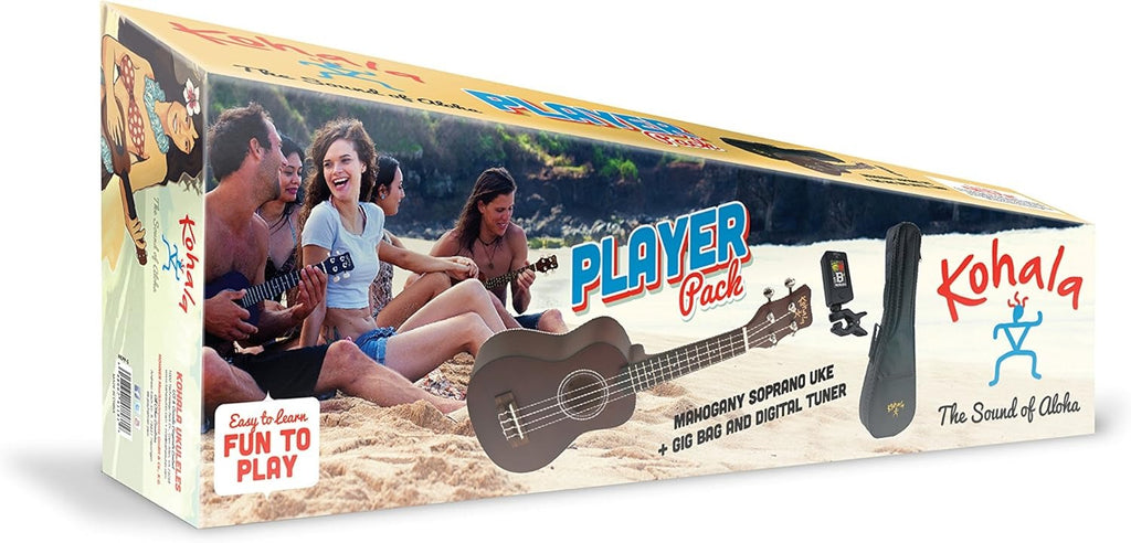 Kohala KPPS Soprano Ukulele Pack, Includes Padded Gig Bag & Clip-on Tuner