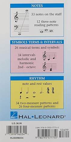 HAL LEONARD HL00296034 Music Flash Cards - Set A - Ray's Midbell Music