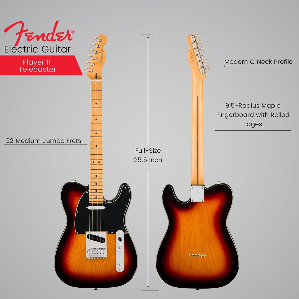 FENDER 0140552500 Player II Series Telecaster Electric Guitar (3 Color Sunburst)