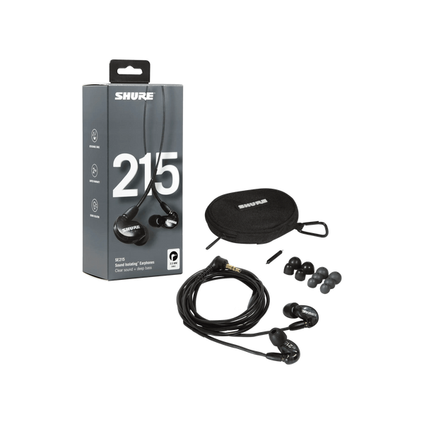 SHURE SE215-K Sound Isolating Earphones w/ Dynamic MicroDriver & Detac ...