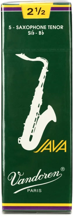 VANDOREN SR2725 #2.5 Tenor Sax Java Reeds, Box of 5