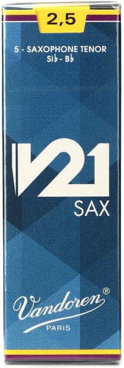 VANDOREN V21 SR8225 #2.5 Tenor Sax Reeds, Box of 10