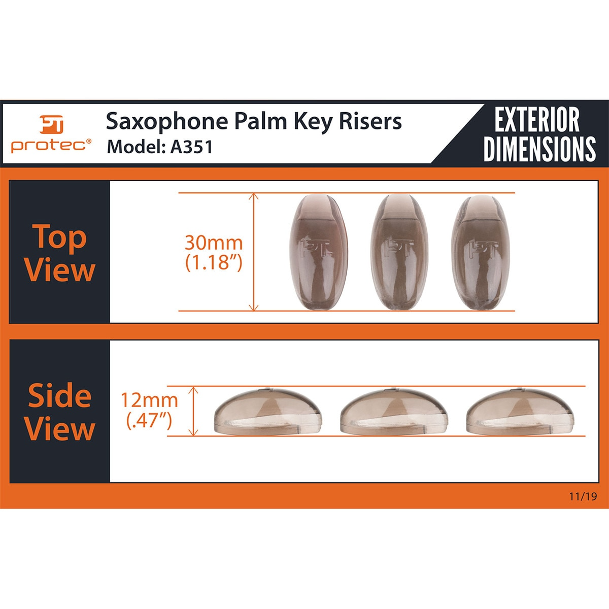 Protec A351 Sax Palm Key Risers