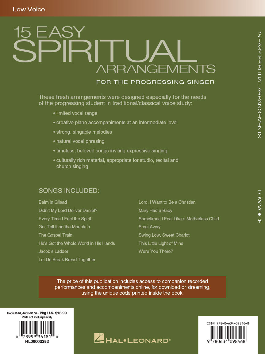 HAL LEONARD HL00000392 15 Easy Spiritual Arrangements