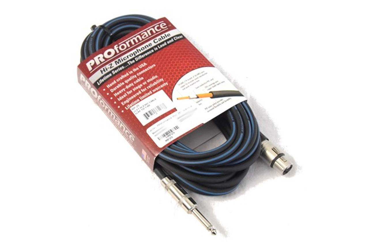 PROformance MP25LI 25' High-Z Mic Cable (XLR M to 1/4" M)