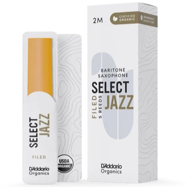 RICO JAZZ SELCT ORSF05BSX2M #2M Organic Select Jazz Filed Bari Saxophone Reeds, 5-pack