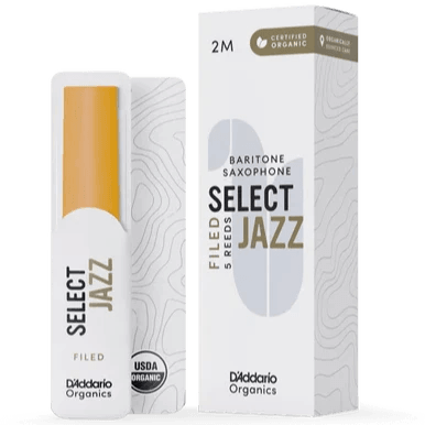 RICO JAZZ SELCT ORSF05BSX2M #2M Organic Select Jazz Filed Bari Saxophone Reeds, 5-pack - Ray's Midbell Music