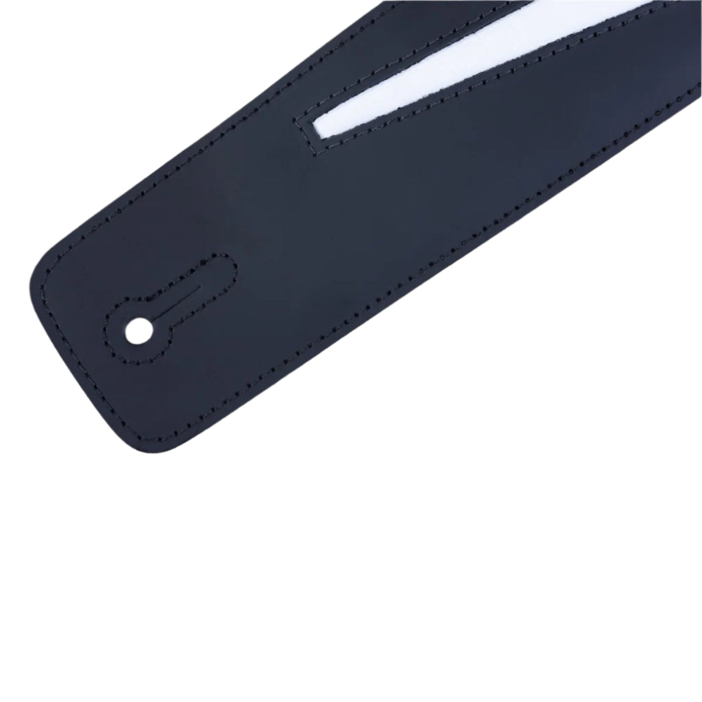 LEVYS DM2BLK 2 1/2" Leather Guitar Strap w/ Leather Lightning Bolt Inlay & Suede Backing