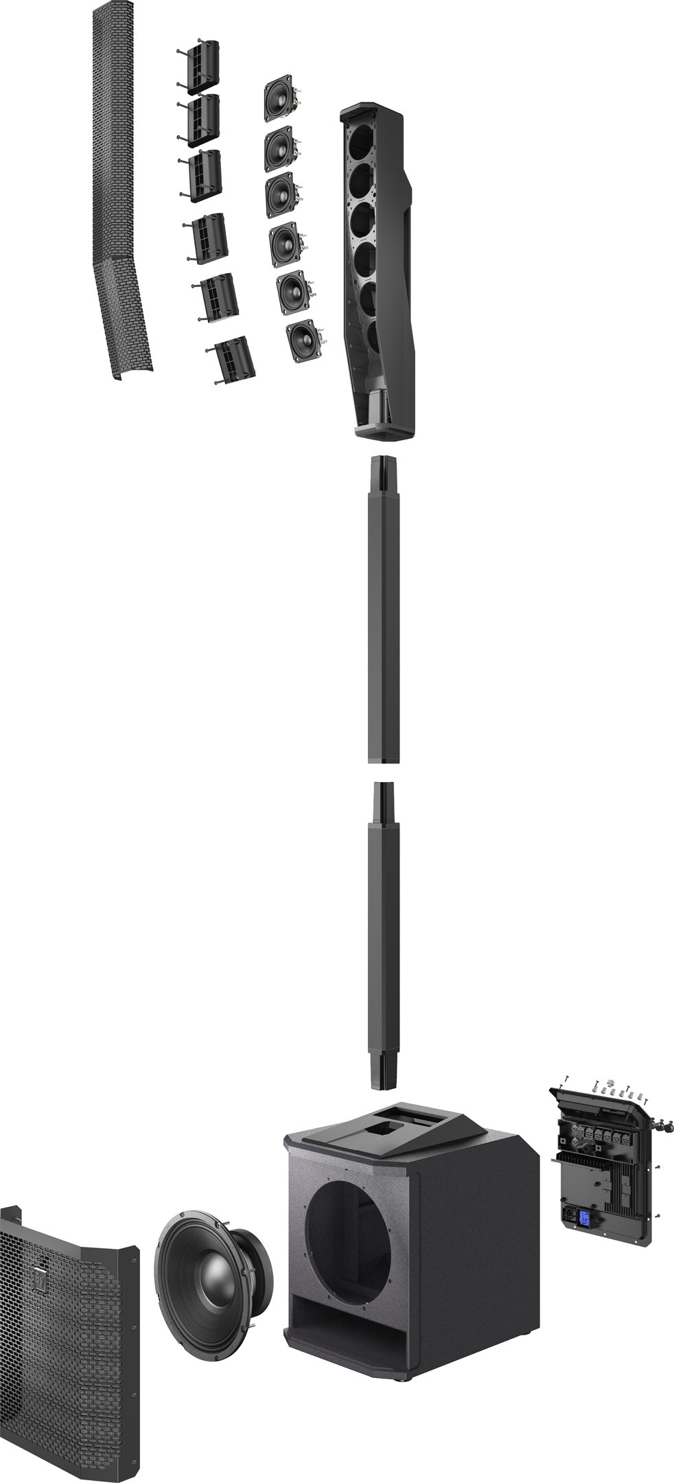 EV EVOLVE30M-US 1000W Powered Column Array w/ 10" Subwoofer & (6) 2.8" Full Range Drivers