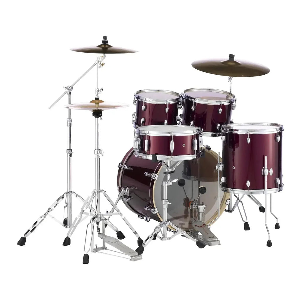 PEARL EXX725SC760 EXX Export 5 Piece Drum Set w/ Hardware (Burgundy) (10/12/16" Toms)