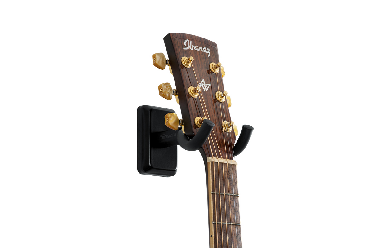Frameworks GFWGTRHNGBLK Wall Mounted Guitar Hanger with Black Mounting Plate