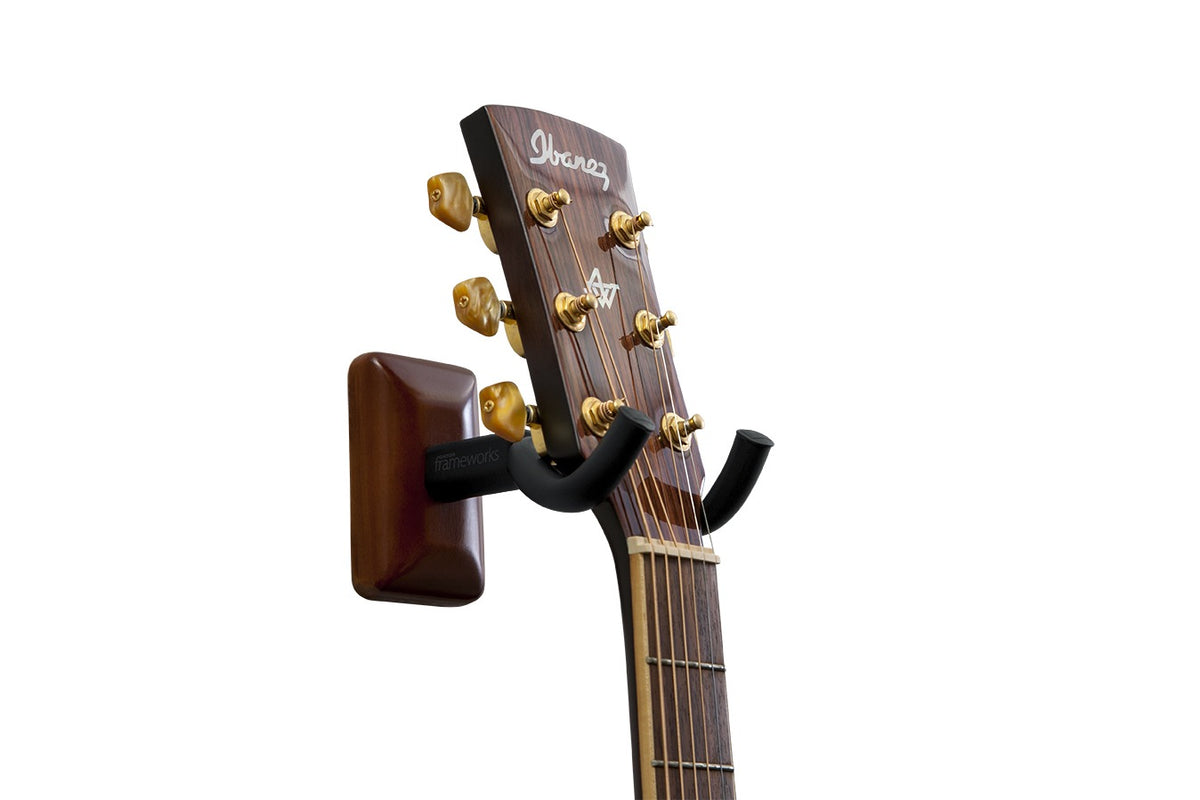 Frameworks GFWGTRHNGRMHG Wall Mounted Guitar Hanger with Mahogany Mounting Plate