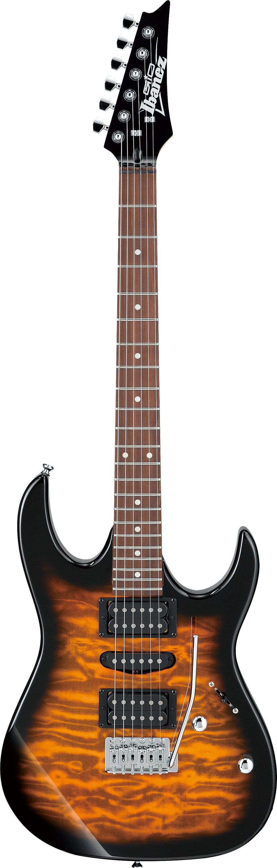 Ibanez GRX70QASB Gio Series Double Cut Electric Guitar (Sunburst Quilt)