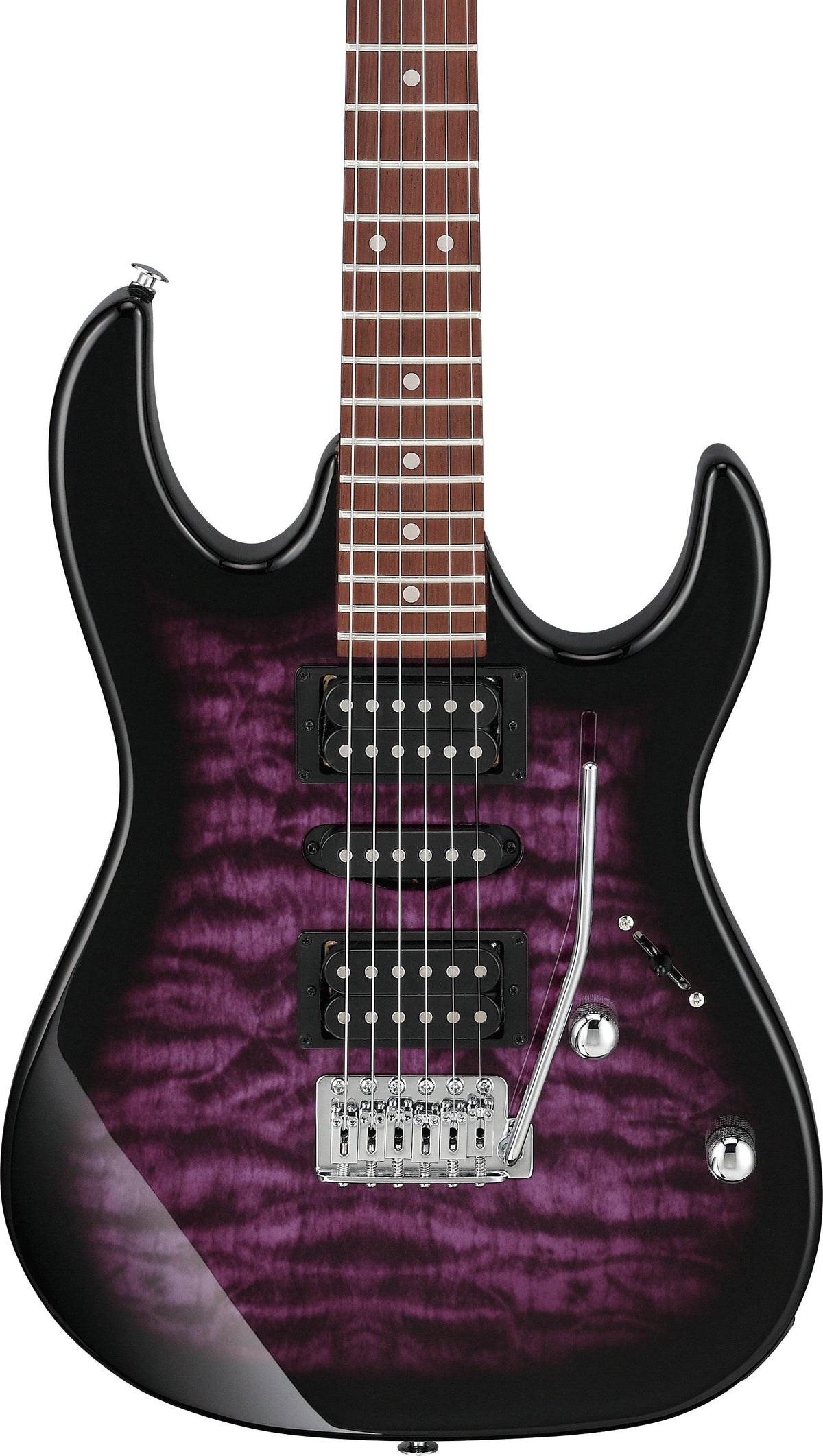 Ibanez GRX70QATVT Gio Series Double Cutaway Electric Guitar (Purple Quilt) - Ray's Midbell Music