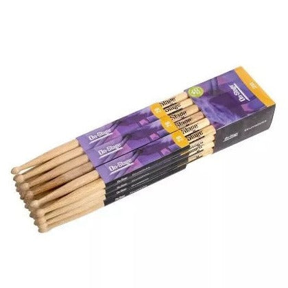 ON STAGE HW2B 2B Hickory Drum Sticks (Brick of 12 Pairs)