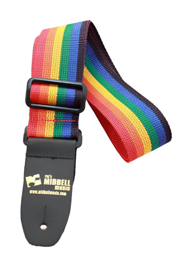 Henry Heller HPOL-RBW Custom Logo Poly Gtr Strap Rainbow - Ray's Midbell Music