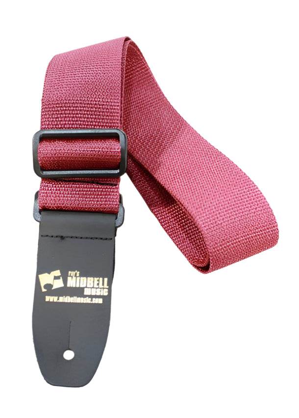 Henry Heller HPOL-BRG Custom Logo Poly Gtr Strap Burgundy - Ray's Midbell Music