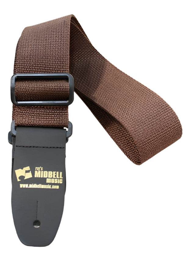Henry Heller HPOL-BRN Custom Logo Poly Gtr Strap Brown - Ray's Midbell Music