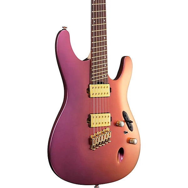 Ibanez SML721RGC Double Cut Electric Guitar W/Fan Frets (Rose Gold Chameleon)