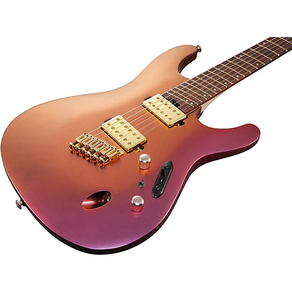 Ibanez SML721RGC Double Cut Electric Guitar W/Fan Frets (Rose Gold Chameleon)