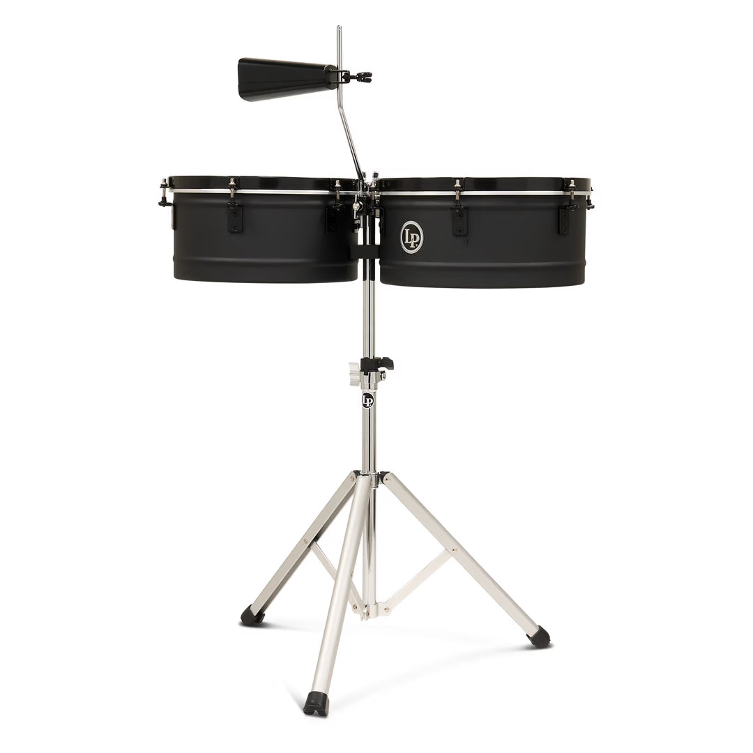 LP LP256NY 13&14" City Drum Key Timbales w/ Lightweight Stand, Cowbell, & Sticks (Black)