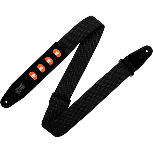 LEVYS MC2PHBLK 2" Black Cotton Pick Holder Guitar strap