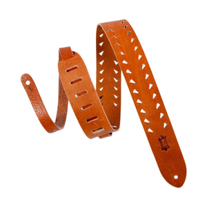 LEVYS M12TTVTAN 2" Veg-tan Leather Guitar Strap w/ Tooth Punch Out