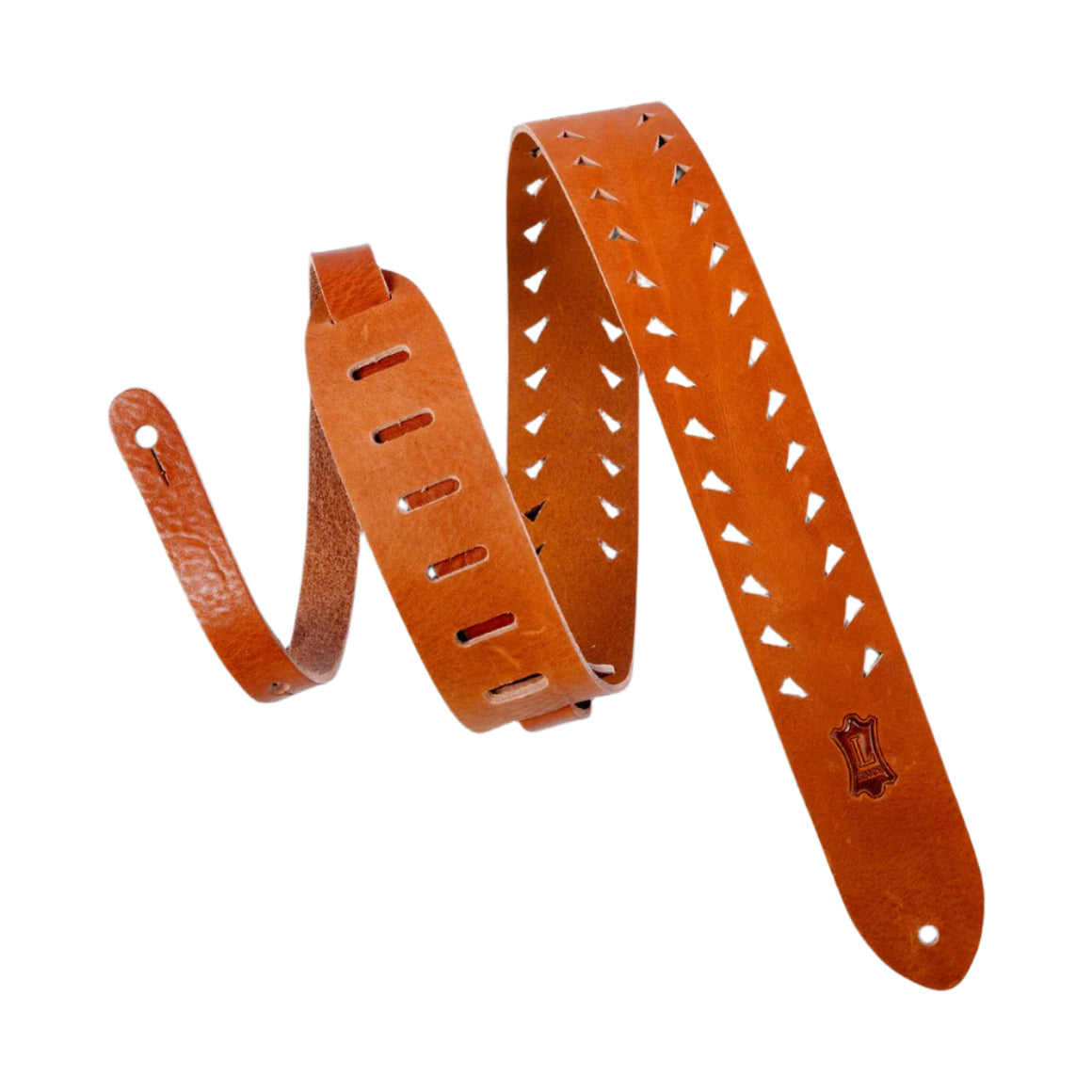 LEVYS M12TTVTAN 2" Veg-tan Leather Guitar Strap w/ Tooth Punch Out