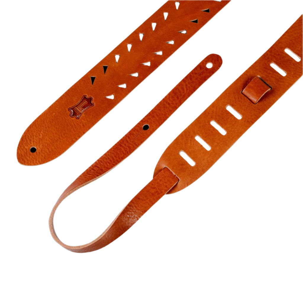 LEVYS M12TTVTAN 2" Veg-tan Leather Guitar Strap w/ Tooth Punch Out