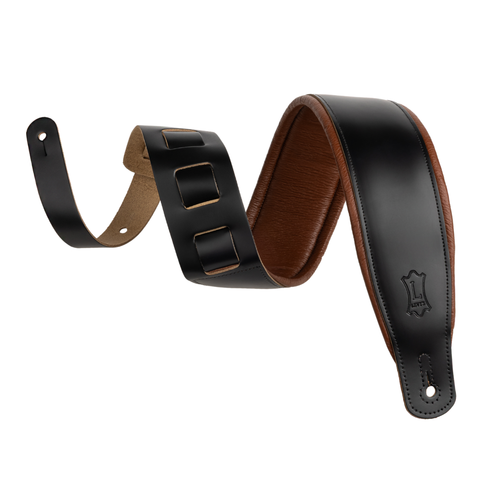 LEVY'S M26PDBLKTAN 3" Matte Black Guitar Strap w/ Tan Garment Backing