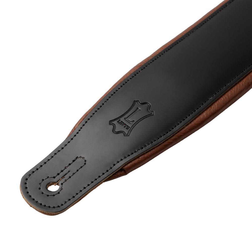 LEVY'S M26PDBLKTAN 3" Matte Black Guitar Strap w/ Tan Garment Backing