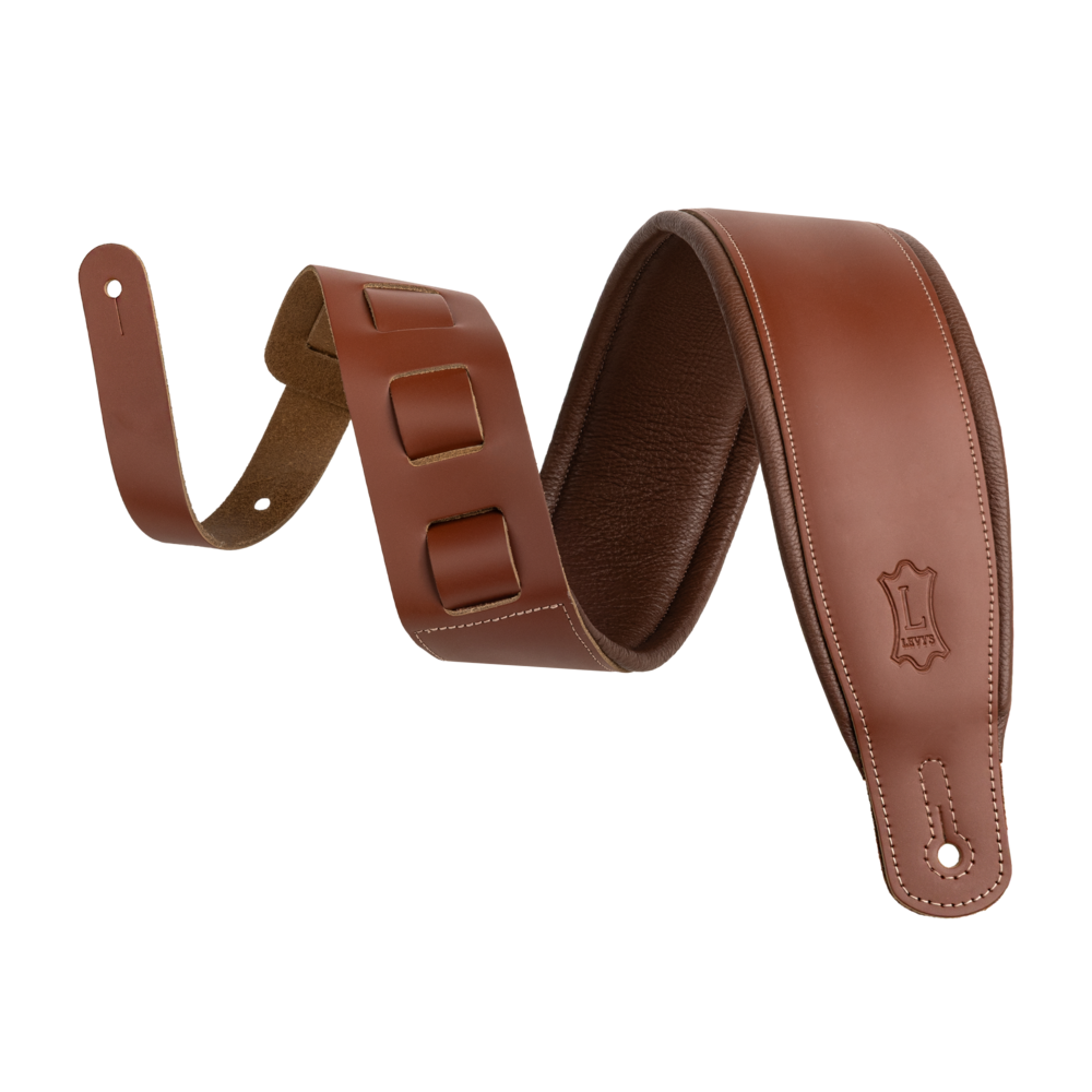 LEVY'S M26PDWALBRN Walnut Acoustic Leather Guitar Strap