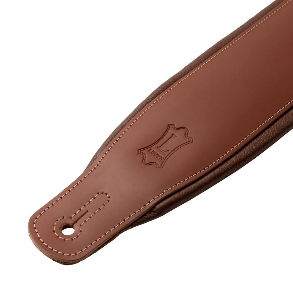 LEVY'S M26PDWALBRN Walnut Acoustic Leather Guitar Strap
