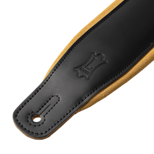 LEVY'S M26SPDBLKTAN Black Acoustic Leather Guitar Strap w/ Tan Suede Backing
