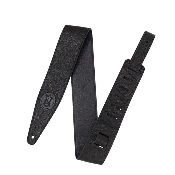 LEVYS M317FCLBLK 2.5" Black Florentine Leather Guitar Strap