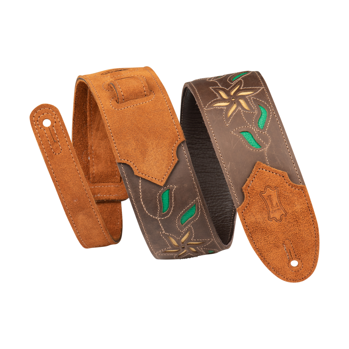 LEVY'S M4FVDBR 2.5 Flowering Vine Guitar Strap-Brown - Yellow Flowers