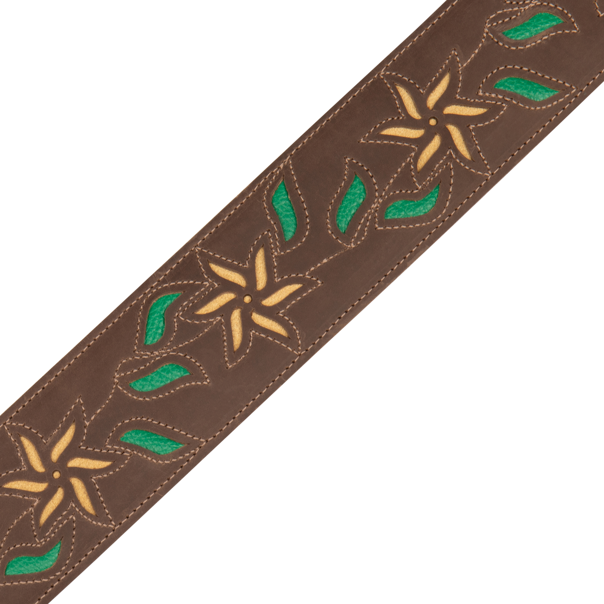 LEVY'S M4FVDBR 2.5 Flowering Vine Guitar Strap-Brown - Yellow Flowers