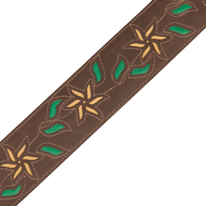 LEVY'S M4FVDBR 2.5 Flowering Vine Guitar Strap-Brown - Yellow Flowers