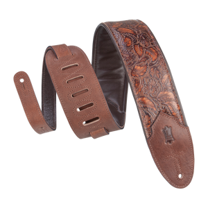 LEVY'S M4WP006 3" Embossed Leather Guitar Strap (Geranium Whiskey)