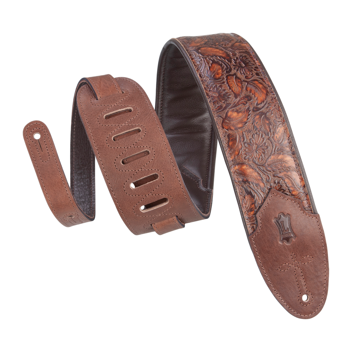 LEVY'S M4WP006 3" Embossed Leather Guitar Strap (Geranium Whiskey)