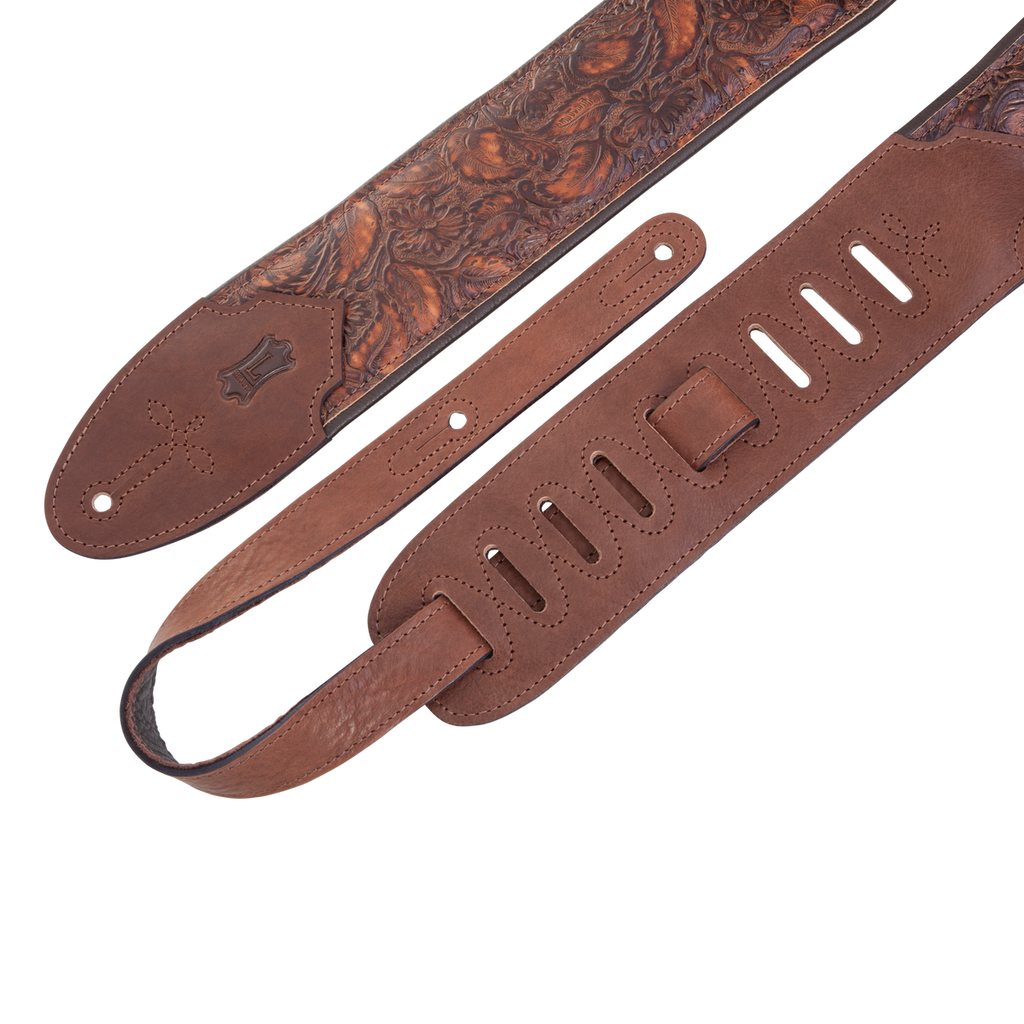 LEVY'S M4WP006 3" Embossed Leather Guitar Strap (Geranium Whiskey)