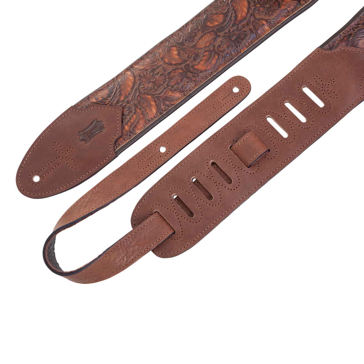 LEVY'S M4WP006 3" Embossed Leather Guitar Strap (Geranium Whiskey)