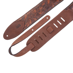 LEVY'S M4WP006 3" Embossed Leather Guitar Strap (Geranium Whiskey)