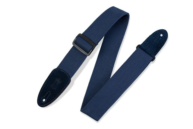 LEVYS MC8NAV 2" Cotton Guitar Strap w/ Suede Ends & Tri-glide Adjustment (Navy)