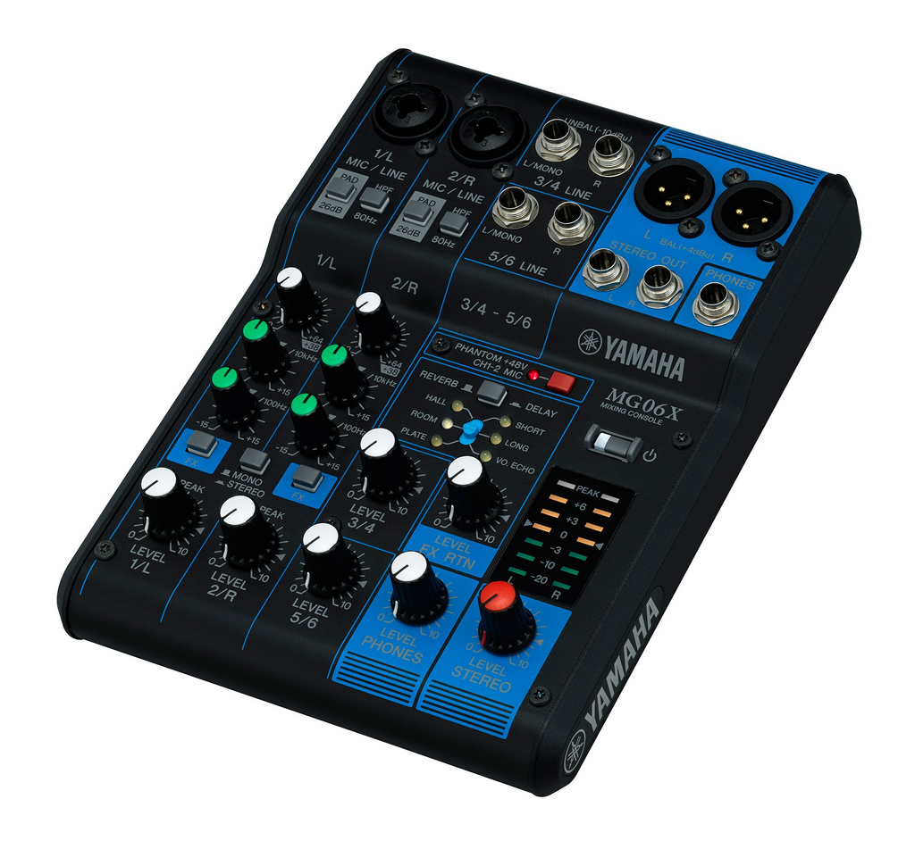 YAMAHA MG06X 6-Input Stereo Mixer SPX Effects 2 Mic Inputs, 2 Stereo Inputs