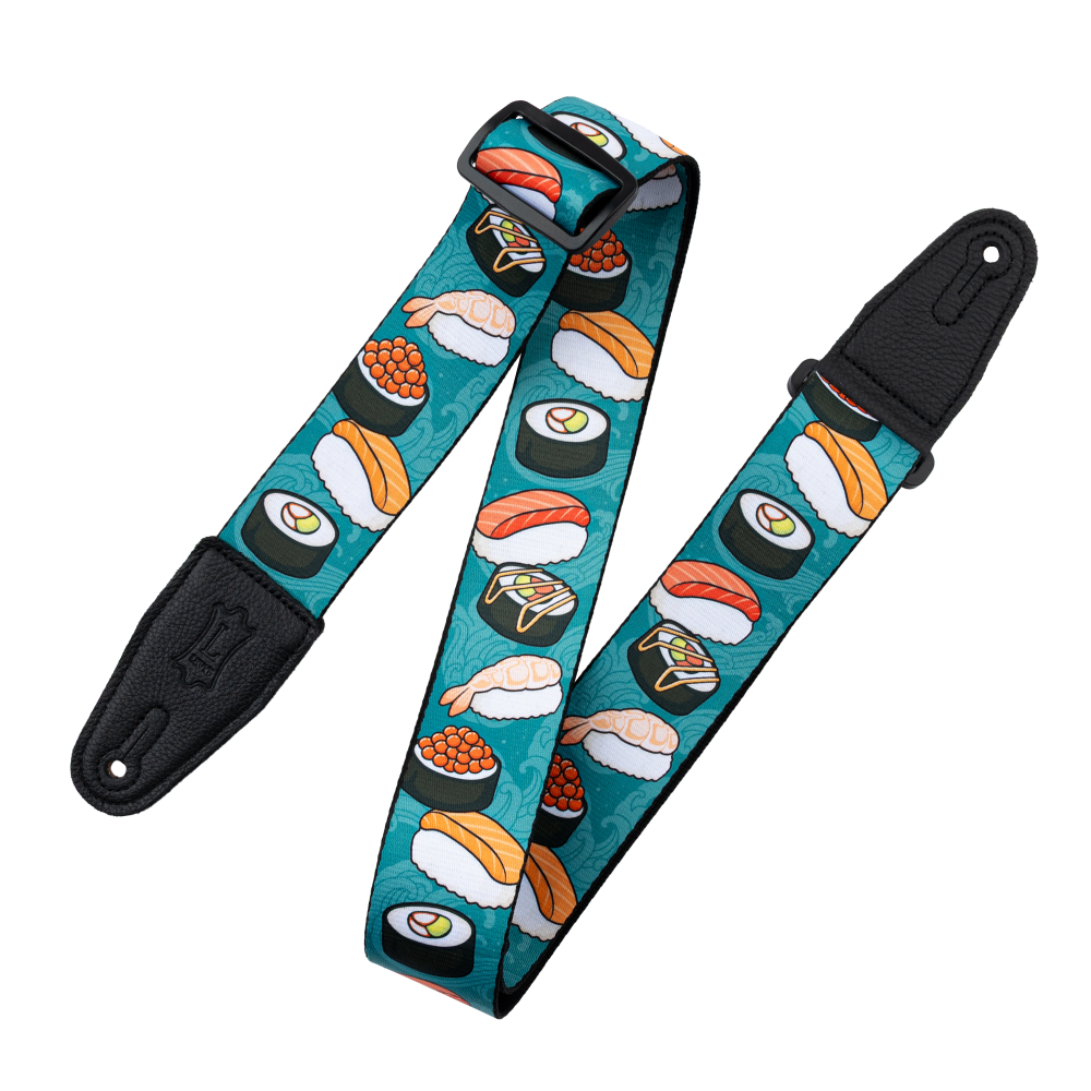 LEVY'S MP2TG001 Tasty Grooves Poly Guitar Strap- Teal Sushi Roll