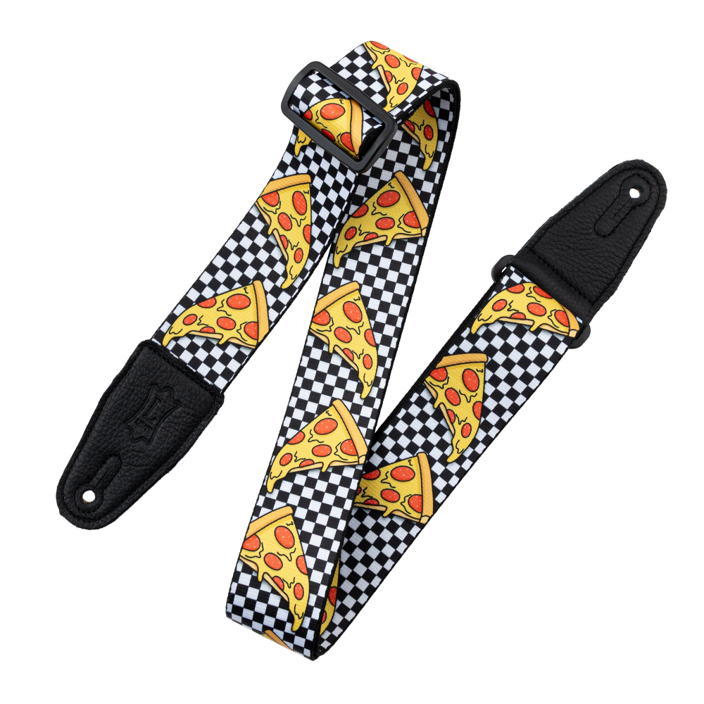 LEVY'S MP2TG003 Tasty Grooves Poly Guitar Strap- Checkered Pizza Party