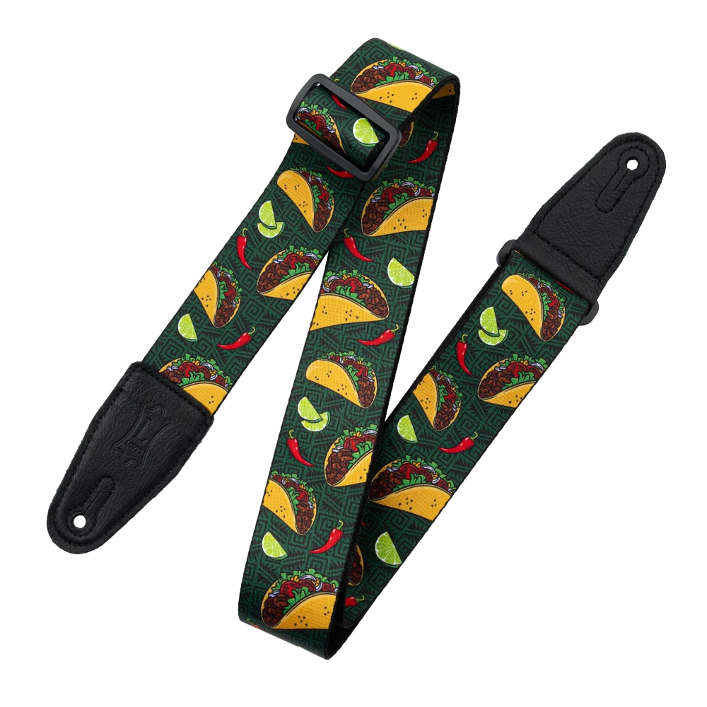 LEVYS MP2TG005 Tasty Grooves Poly Guitar Strap- Green Taco Time