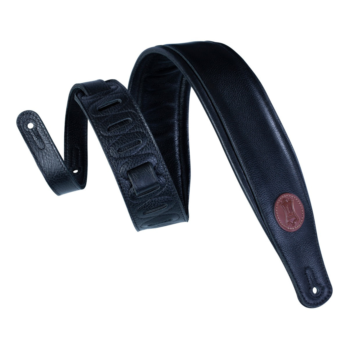 LEVYS MSS2BLK 3" Black Garment Leather Guitar Strap